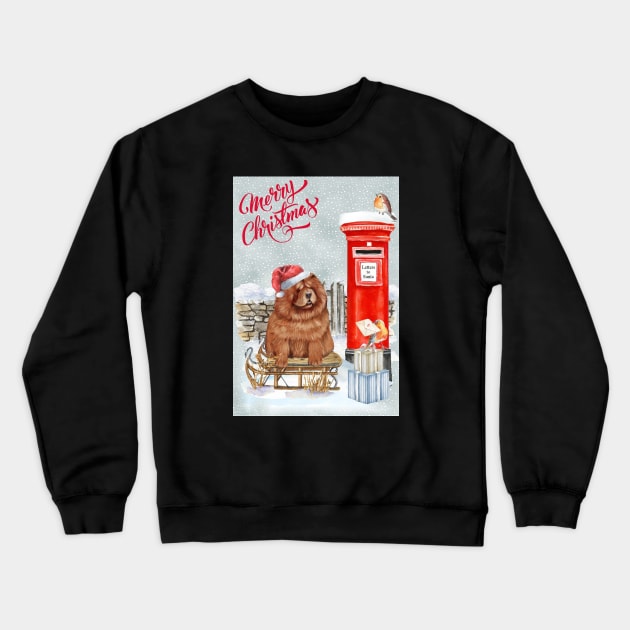 Chow Chow Merry Christmas Santa Dog Crewneck Sweatshirt by Puppy Eyes